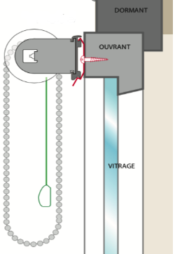 pose enrouleur vissée sur ouvrant